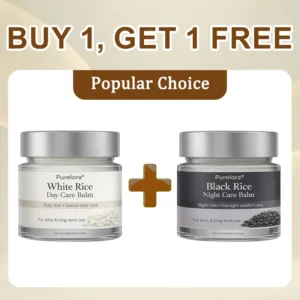 🇺🇸 FDA Certified | Purelora® Black and White Rice Day and Night Dual Repair Cream (Delays aging, repairs skin, removes warts, skin tags, and keratin buildup, providing 24-hour care for your skin)
