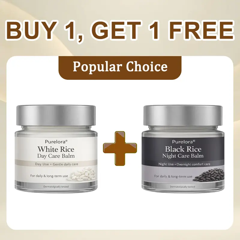 🇺🇸 FDA Certified | Purelora® Black and White Rice Day and Night Dual Repair Cream (Delays aging, repairs skin, removes warts, skin tags, and keratin buildup, providing 24-hour care for your skin)