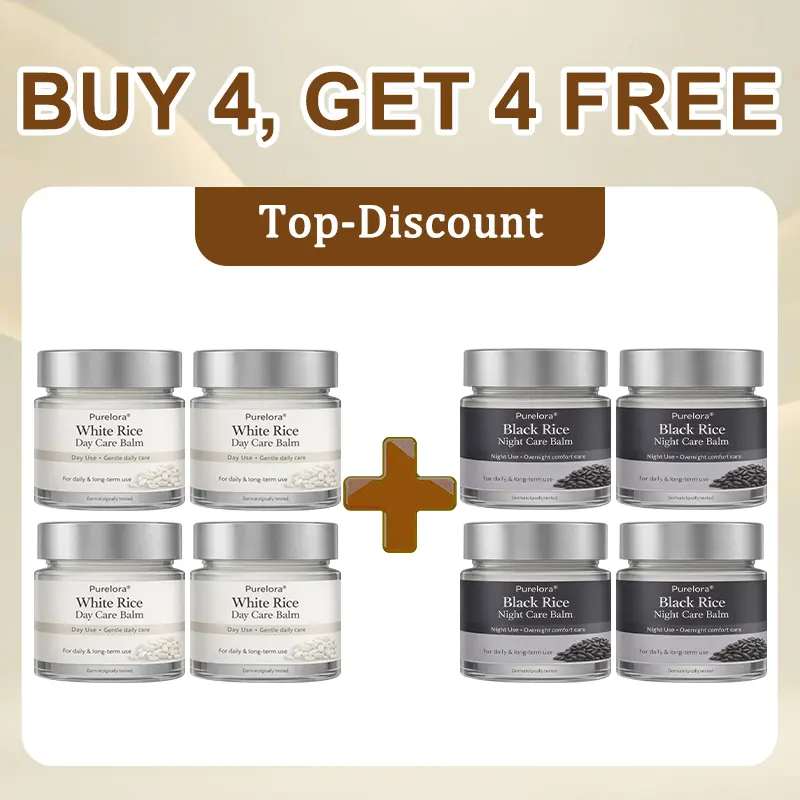 🇺🇸 FDA Certified | Purelora® Black and White Rice Day and Night Dual Repair Cream (Delays aging, repairs skin, removes warts, skin tags, and keratin buildup, providing 24-hour care for your skin)