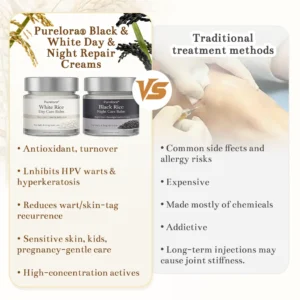 🇺🇸 FDA Certified | Purelora® Black and White Rice Day and Night Dual Repair Cream (Delays aging, repairs skin, removes warts, skin tags, and keratin buildup, providing 24-hour care for your skin)