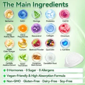 Purelora® Moringa Berberine NAD 10-in-1 Nano Microneedle Patch (Just once daily, visible changes in 7 days) Supports weight management, loose skin, diabetes care, sleep apnea, joint comfort, and more