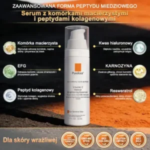 Purelora® Stem Cell Extract EGF and Copper Peptide Revitalizing Essence Cream (głęboko aktywuje wewnętrzną regenerację skóry, sprawia, że staje się ona jędrniejsza i gładsza)