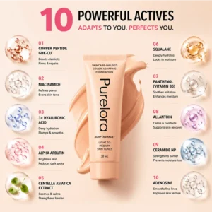 【Official Store】💖PURELORA® AdaptaShade Foundation——Skincare-Infused Color-Adapting Foundation