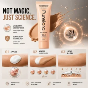 【Official Store】💖PURELORA® AdaptaShade Foundation——Skincare-Infused Color-Adapting Foundation