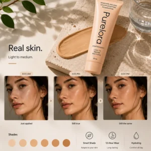 【Official Store】💖PURELORA® AdaptaShade Foundation——Skincare-Infused Color-Adapting Foundation