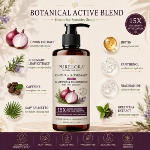 🇺🇸 Official U.S. Store | PURELORA® 2-in-1 Onion & Rosemary Shampoo + Conditioner 🌿 | 15X Active Complex for Fuller, Thicker-Looking & Stronger Hair