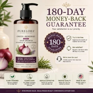 🇺🇸 Official U.S. Store | PURELORA® 2-in-1 Onion & Rosemary Shampoo + Conditioner 🌿 | 15X Active Complex for Fuller, Thicker-Looking & Stronger Hair