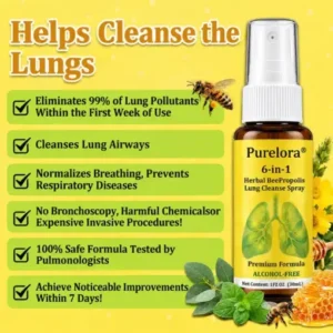 𝐏𝐔𝐑𝐄𝐋𝐎𝐑𝐀® 6-in-1 Herbal BeePropolis Lung Cleanse Spray