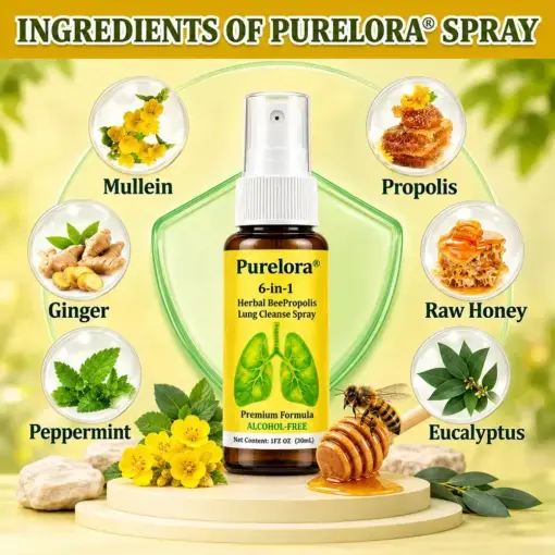 𝐏𝐔𝐑𝐄𝐋𝐎𝐑𝐀® 6-in-1 Herbal BeePropolis Lung Cleanse Spray